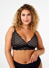 Bralette med spets och mjuk vaddering, Black, Model