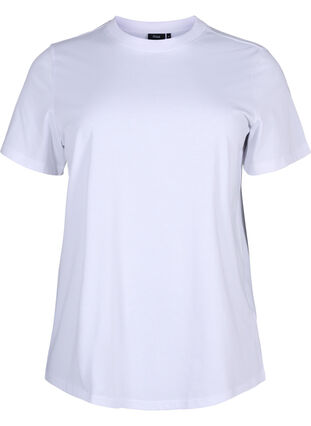 Zizzi Enkel t-shirt i bomull med rund halsringning, Bright White, Packshot image number 0