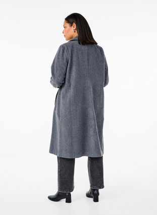 Zizzi Lång ullrock med fickor, Dark Grey Melange, Model image number 1