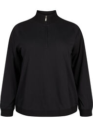 Sweatshirt med hög hals och dragkedja, Black