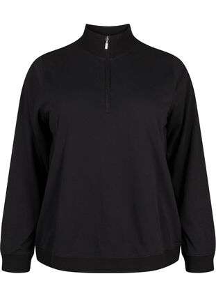 Zizzi Sweatshirt med hög hals och dragkedja, Black, Packshot image number 0