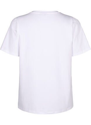 Zizzi T-shirt i ekologisk bomull med broderade detaljer, Bright White, Packshot image number 1