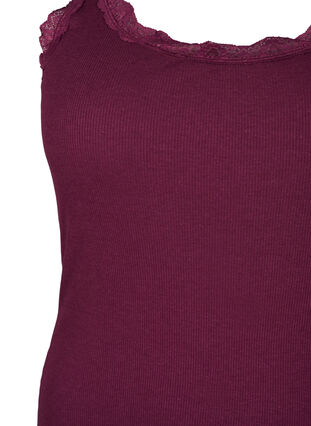 Zizzi Top with lace trim, Fig, Packshot image number 2