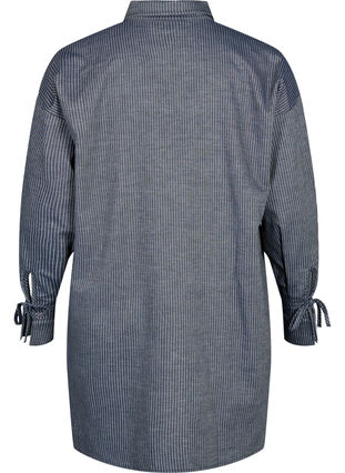 Zizzi Skjorta med knytning på ärmen, Navy Stripe, Packshot image number 1
