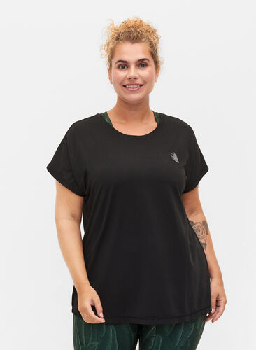Zizzi Kortärmad t-shirt för träning, Black, Model image number 0