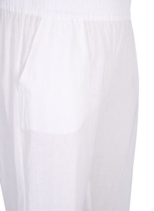 Enfärgade bomullsbyxor med linne, Bright White, Packshot image number 2