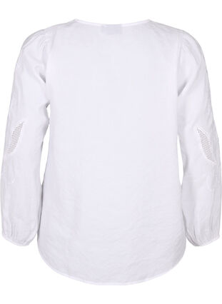 Zizzi Blus i TENCEL™ Modal med broderidetaljer, Bright White, Packshot image number 1