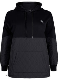 Sweatshirt med huva och quilt, Black