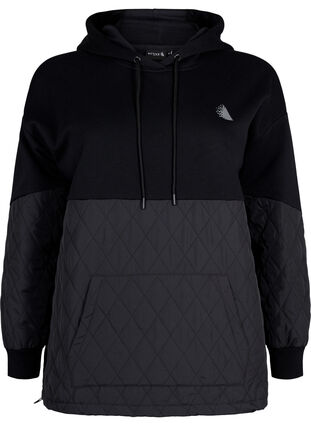 Zizzi Sweatshirt med huva och quilt, Black, Packshot image number 0