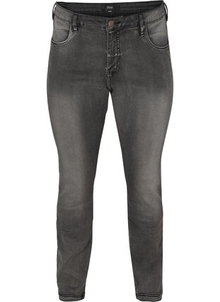 Zizzi Emily jeans med smal passform och normal midja, Dark Grey Denim, Packshot image number 0