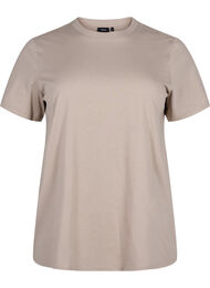 Enkel t-shirt i bomull med rund halsringning, Silver Mink