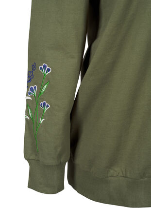 Zizzi Sweatshirt med broderade blommor, D. L. Green W. emb., Packshot image number 3