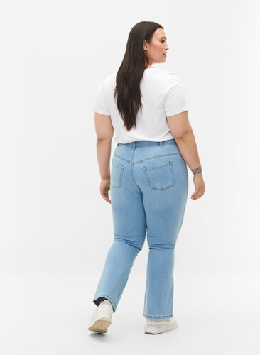 Zizzi Ellen bootcut jeans med hög midja, Ex Lgt Blue, Model image number 1