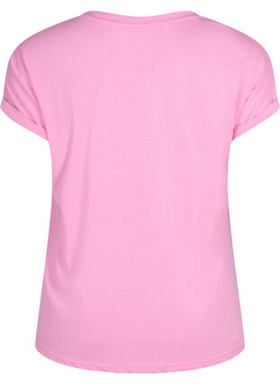 Zizzi Kortärmad t-shirt i bomullsmix, Rosebloom, Packshot image number 1