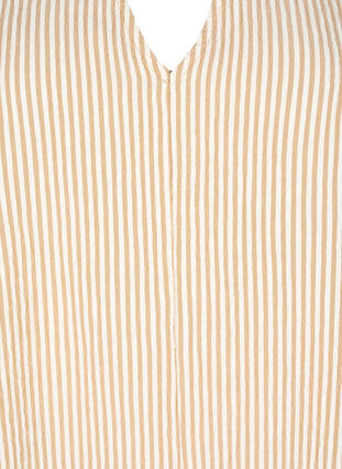 Zizzi Randig klänning med trekvartsärm, Camel Stripe, Packshot image number 2