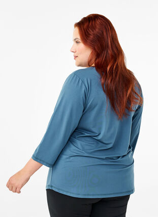 Zizzi Träningsblus med trekvartsärm, Indian Teal, Model image number 1