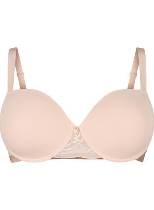 Zizzi Formgjuten BH med mesh, Nude, Packshot image number 0