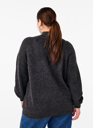 Stickad blus med rosettdetalj, Dark Grey White Mel., Model