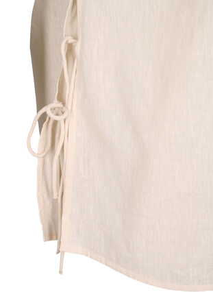 Zizzi Kortärmad blus i bomullsblandning med detaljer i linne och spets, Sandshell, Packshot image number 3