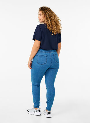 Zizzi Stretchiga jeggings med hög midja, Light Blue, Model image number 1