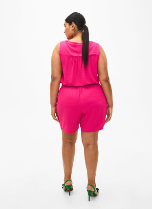 Zizzi Shorts med fickor och resår i midjan, Pink Peacock, Model image number 1