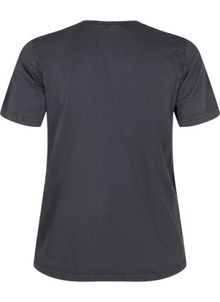 Zizzi T-shirt i ekologisk bomull med tryck, D.Grey Wash Sincere, Packshot image number 1