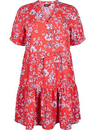Zizzi FLASH - A-linjeformad klänning med tryck, Poinsettia Flower, Packshot image number 0