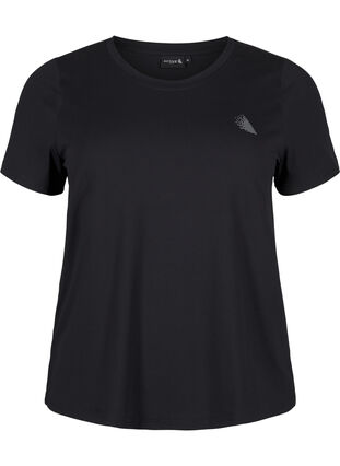 Zizzi Tränings-T-shirt med smal passform och rund hals, Black, Packshot image number 0