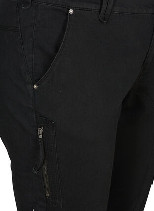 Zizzi Slim fit capri-jeans med fickor, Black, Packshot image number 2