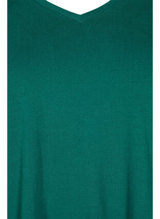 Zizzi Enfärgad t-shirt i bomull, Evergreen, Packshot image number 2