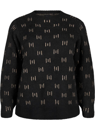 Zizzi Mönstrad pullover, Black Mel. Nomad, Packshot image number 0