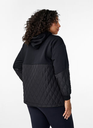 Zizzi Sweatshirt med huva och quilt, Black, Model image number 1