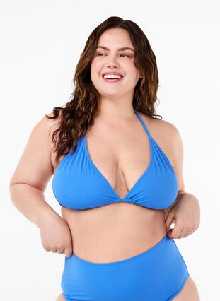 Zizzi Enfärgad triangel-bikinitopp, Nebulas Blue, Model image number 0