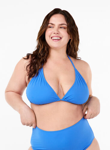 Zizzi Enfärgad triangel-bikinitopp, Nebulas Blue, Model image number 0