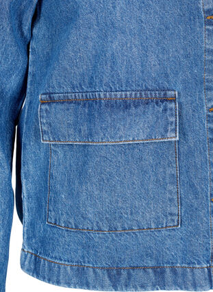 Zizzi Skjortjacka i denim med fickor, Blue Denim, Packshot image number 3