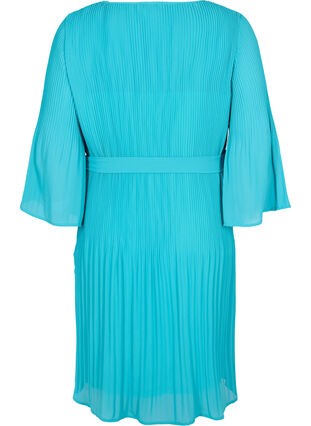Zizzi Plisserad klänning med 3/4-ärmar, Turquoise, Packshot image number 1