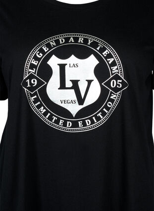 Zizzi T-shirt i ekologisk bomull med tryck , Black W. Silver LA, Packshot image number 2