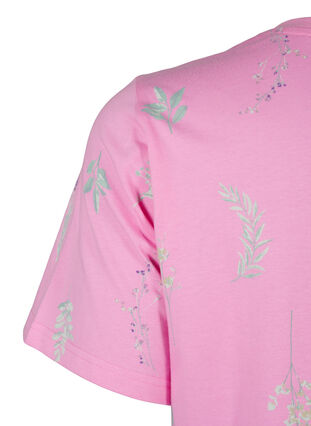 Zizzi T-shirt i ekologisk bomull med blommigt tryck, Rosebloom W. Flower, Packshot image number 3