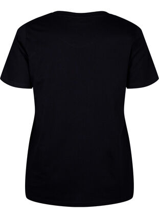 Zizzi T-shirt i bomull med fluga, Black W. White, Packshot image number 1