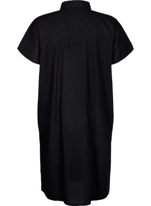 Zizzi Lång skjorta i bomullsblandning med linne, Black, Packshot image number 1