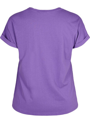 Zizzi Kortärmad t-shirt i bomullsmix, Deep Lavender, Packshot image number 1