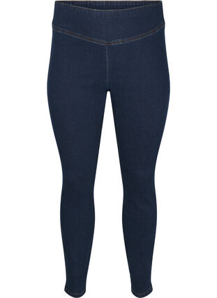 Zizzi Stretchiga jeggings med hög midja, Dark Blue, Packshot image number 0