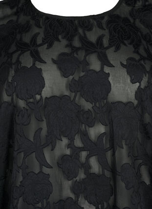 Zizzi Jacquardblus med smock, Black, Packshot image number 2