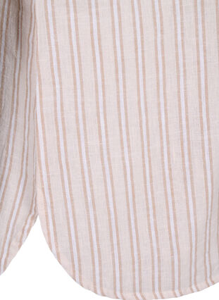 Zizzi Skjortblus med knäppning i bomulls- och linneblandning, Sandshell White, Packshot image number 3