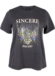 T-shirt i ekologisk bomull med tryck, D.Grey Wash Sincere