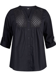 FLASH – Skjorta med virkad detalj, Black