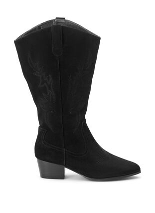 Zizzi Wide fit - Cowboystövlar i mocka, Black, Model image number 1