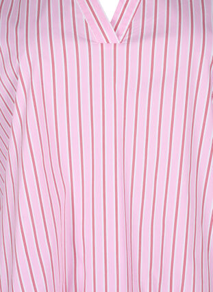 Zizzi Randig blus med peplum och volangdetaljer, Pink Red Stripe, Packshot image number 2