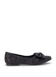 Glittrig ballerina med vid passform och rosett, Black