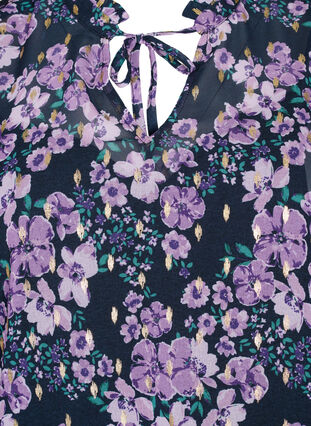 Zizzi Tunika i blommönster och lurex, Black Small Fl. AOP, Packshot image number 2